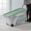 Dawei Tianlong Extra Large 160 Quart Wheeled Storage Bins Set of 2 clear plastic storage bin.