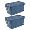 Dawei Tianlong Extra Large 160 Quart Wheeled Storage Bins set of 2 blue plastic containers.