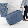 Dawei Tianlong Extra Large 160 Quart Wheeled Storage Bins, set of 2, in dark blue color.