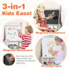 Kids 3-in-1 easel with magnetic chalkboard, whiteboard, and drawing paper, for children to create art.