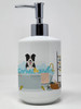 Black and White Border Collie Ceramic Hand Soap Dispenser product image at NuMercy