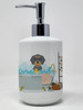 Wirehair Blue and Tan Dachshund Ceramic Hand Soap Dispenser product image at NuMercy