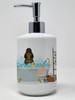 Black Tan Cocker Spaniel in Bathtub Ceramic Hand Soap Dispenser product image at NuMercy