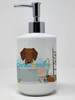 Red Brown Dachshund in Bathtub Ceramic Hand Soap Dispenser product image at NuMercy