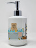 Fawn English Bulldog in Bathtub Ceramic Hand Soap Dispenser product image at NuMercy