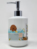 Longhair Red Dachshund Ceramic Hand Soap Dispenser product image at NuMercy