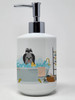 Black Silver Shih Tzu in Bathtub Ceramic Hand Soap Dispenser product image at NuMercy