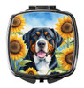 Greater Swiss Mountain Dog in Sunflowers Compact Decorative Travel Makeup Mirror product image at NuMercy