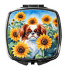 Japanese Chin in Sunflowers Compact Decorative Travel Makeup Mirror DAC6104 product image at NuMercy