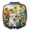 Corgi in Sunflowers Compact Decorative Travel Makeup Mirror product image at NuMercy