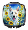 White German Shepherd in Sunflowers Compact Decorative Travel Makeup Mirror product image at NuMercy