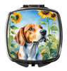 English Foxhound in Sunflowers Compact Decorative Travel Makeup Mirror product image at NuMercy