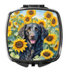 Curly-Coated Retriever in Sunflowers Compact Decorative Travel Makeup Mirror product image at NuMercy