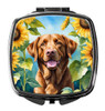 Chesapeake Bay Retriever in Sunflowers Compact Decorative Travel Makeup Mirror product image at NuMercy