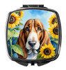 Basset Hound in Sunflowers Compact Decorative Travel Makeup Mirror DAC6017 product image at NuMercy