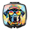 Black Labrador Hippie Dawg Compact Decorative Travel Makeup Mirror DAC2522 product image at NuMercy