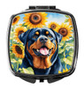 Rottweiler in Sunflowers Compact Decorative Travel Makeup Mirror product image at NuMercy