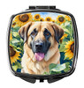 Anatolian Shepherd in Sunflowers Compact Decorative Travel Makeup Mirror product image at NuMercy