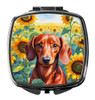 Dachshund in Sunflowers Compact Decorative Travel Makeup Mirror DAC6065 product image at NuMercy