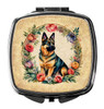 German Shepherd and Flowers Compact Decorative Travel Makeup Mirror product image at NuMercy