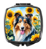 Collie in Sunflowers Compact Decorative Travel Makeup Mirror product image at NuMercy