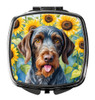 German Wirehaired Pointer in Sunflowers Compact Decorative Travel Makeup Mirror product image at NuMercy