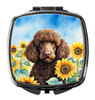 Chocolate Poodle in Sunflowers Compact Decorative Travel Makeup Mirror DAC6140 product image at NuMercy
