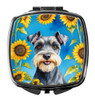 Schnauzer in Sunflowers Compact Decorative Travel Makeup Mirror product image at NuMercy