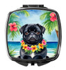 Black Pug Luau Compact Decorative Travel Makeup Mirror product image at NuMercy