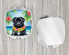 Black Pug Luau Compact Decorative Travel Makeup Mirror product image at NuMercy 4