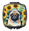 Pug in Sunflowers Compact Decorative Travel Makeup Mirror DAC6145 product image at NuMercy