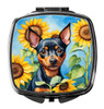 Miniature Pinscher in Sunflowers Compact Decorative Travel Makeup Mirror product image at NuMercy