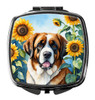 Saint Bernard in Sunflowers Compact Decorative Travel Makeup Mirror product image at NuMercy
