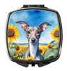 Italian Greyhound in Sunflowers Compact Decorative Travel Makeup Mirror product image at NuMercy
