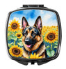German Shepherd in Sunflowers Compact Decorative Travel Makeup Mirror product image at NuMercy
