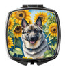 Norwegian Elkhound in Sunflowers Compact Decorative Travel Makeup Mirror product image at NuMercy