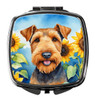 Airedale Terrier in Sunflowers Compact Decorative Travel Makeup Mirror product image at NuMercy
