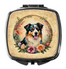 Australian Shepherd and Flowers Compact Decorative Travel Makeup Mirror product image at NuMercy