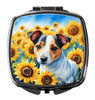 Jack Russell Terrier in Sunflowers Compact Decorative Travel Makeup Mirror product image at NuMercy
