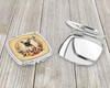 Fawn French Bulldog and Flowers Compact Decorative Travel Makeup Mirror product image at NuMercy 3
