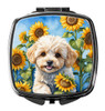 Maltipoo in Sunflowers Compact Decorative Travel Makeup Mirror product image at NuMercy