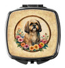 Lhasa Apso and Flowers Compact Decorative Travel Makeup Mirror product image at NuMercy