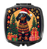 Black and Tan Dachshund Christmas Compact Decorative Travel Makeup Mirror product image at NuMercy