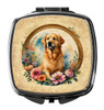 Golden Retriever and Flowers Compact Decorative Travel Makeup Mirror DAC2147 product image at NuMercy
