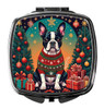 Boston Terrier Christmas Compact Decorative Travel Makeup Mirror product image at NuMercy