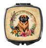 Tibetan Mastiff and Flowers Compact Decorative Travel Makeup Mirror product image at NuMercy