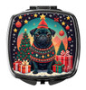 Black Pug Christmas Compact Decorative Travel Makeup Mirror product image at NuMercy
