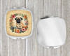 Fawn Pug and Flowers Compact Decorative Travel Makeup Mirror product image at NuMercy 4