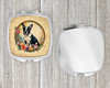 Boston Terrier and Flowers Compact Decorative Travel Makeup Mirror product image at NuMercy 4