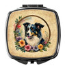 Border Collie and Flowers Compact Decorative Travel Makeup Mirror product image at NuMercy